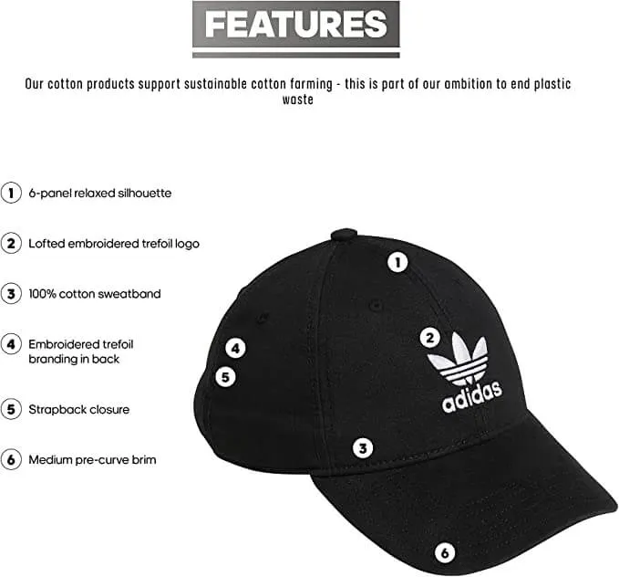 (ADID-BH7137) Adidas Originals Relaxed Strapback Hat [black/white]