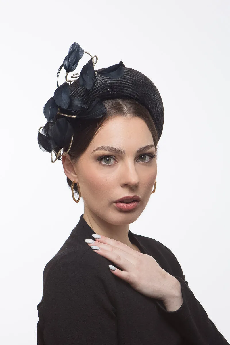 Black Halo Headband with Floating Feathers