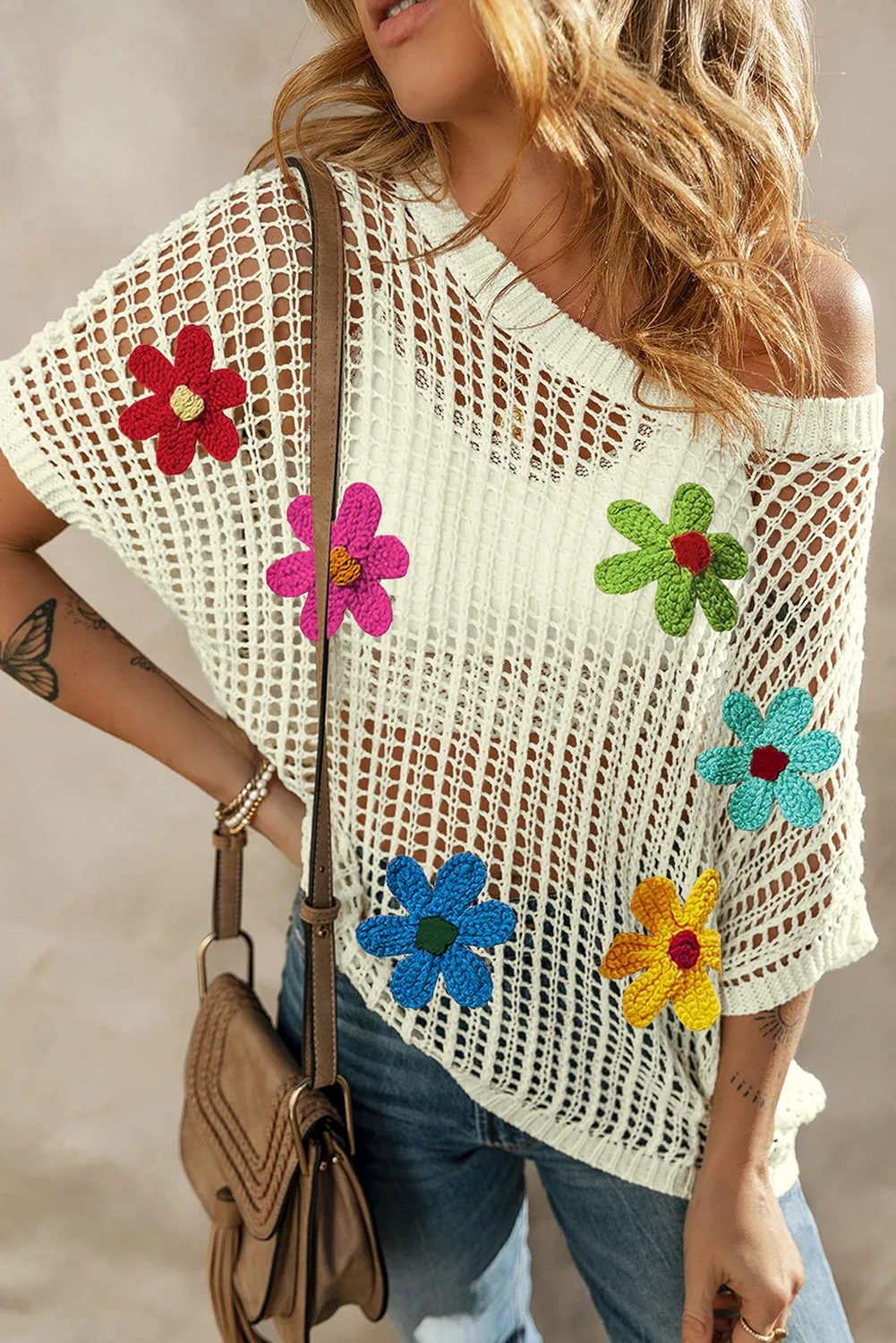 Blue Zone Planet |  Lynne's White Crochet Flower Hollow-out Cover-up