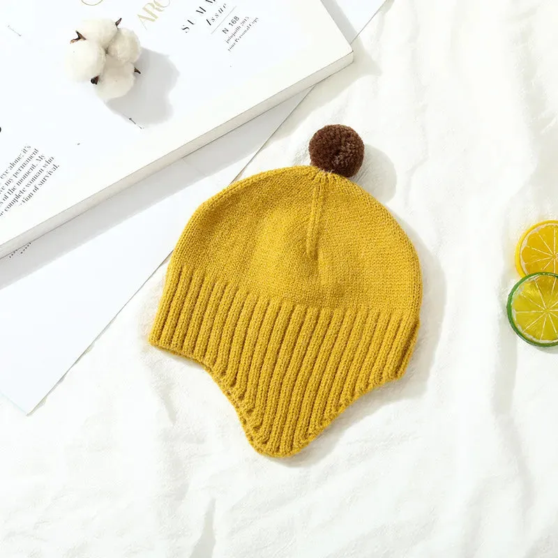 Cartoon Bear Ear Protection Knitted Hat for Toddler Boys Girls