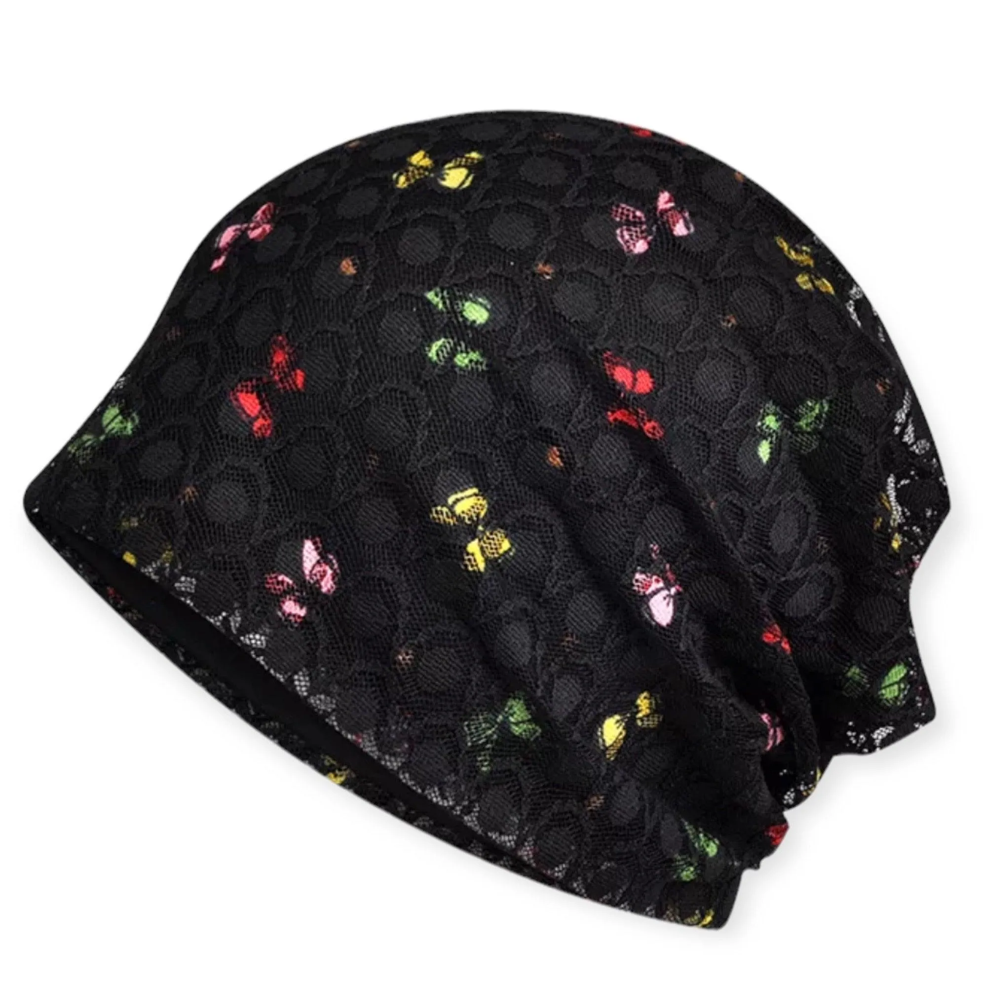 Colorful Bows Lace Turban Beanie Cap
