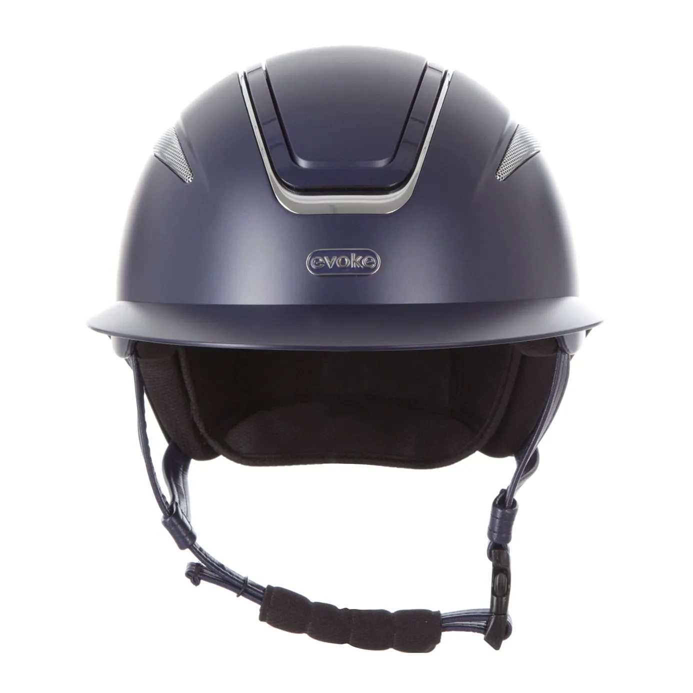 Evoke Callisto Wide Peak Riding Hat - Navy/Chrome