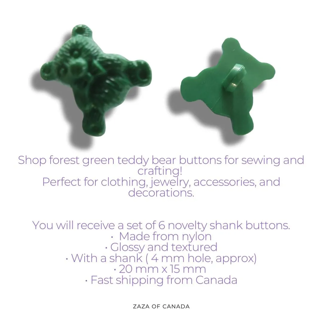 Forest green teddy bear buttons