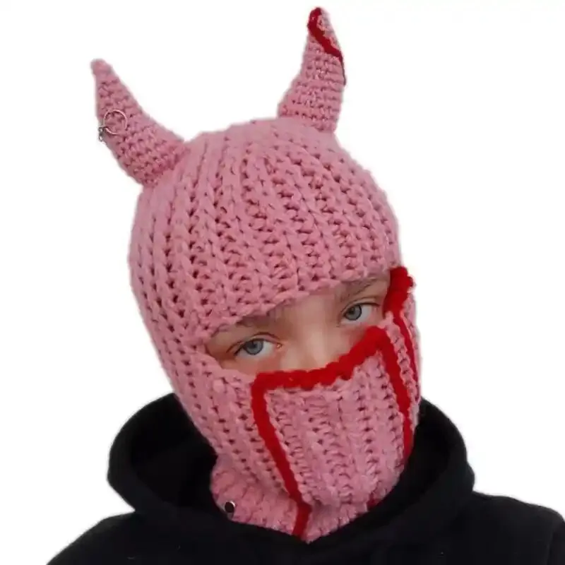 Funny Devil Horn Balaclava Hooded Mask