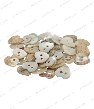 Heart Shape Iridescent Rainbow 2-Hole Natural Decorative Buttons