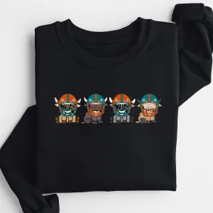 Miami Dolphins Highland Cow Football Team Football Lovers Gift Unisex Crewneck Hoodie Sweatshirt