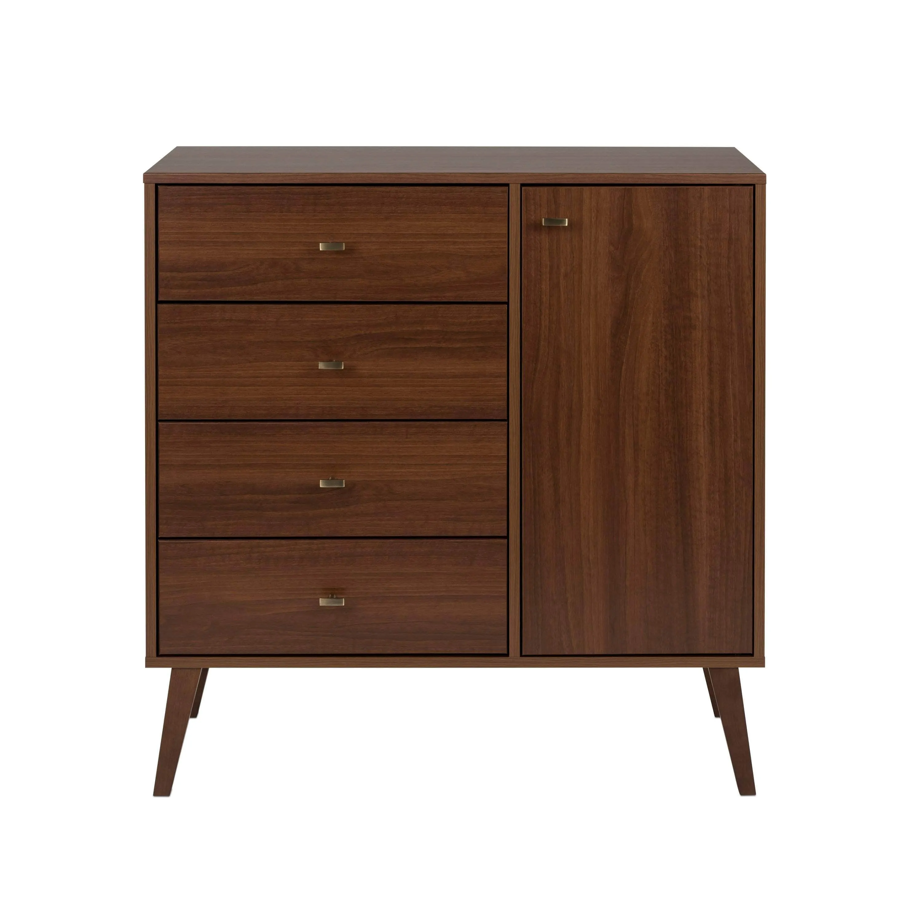 Milo Mid-Century 4 Drawer Chest with Door - Available in 4 Colours