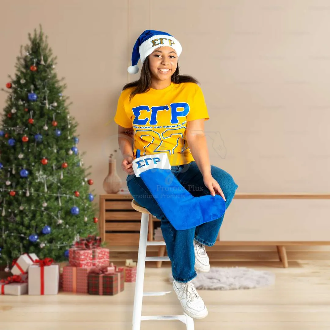 Sigma Gamma Rho ΣΓΡ Embroidered Greek Letters Deluxe Santa Hat