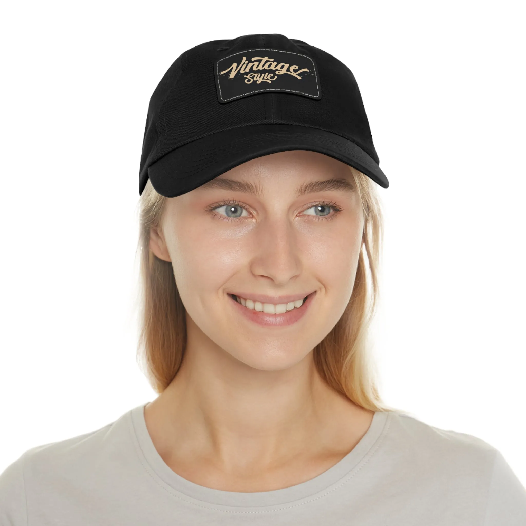 Vintage style Hat with Leather Patch (Rectangle)  - EmpressKorea